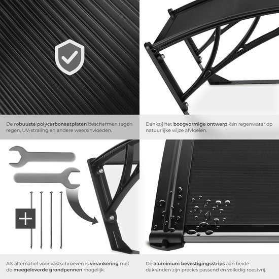 tectake® Garage für Rasenmähroboter - Rasenmäher-Carport - Überdachung der Ladestation für Rasenmäher - Wetterfest - 81 x 100 x 48 cm - Inklusive 4 Erdnägel - Schwarz
