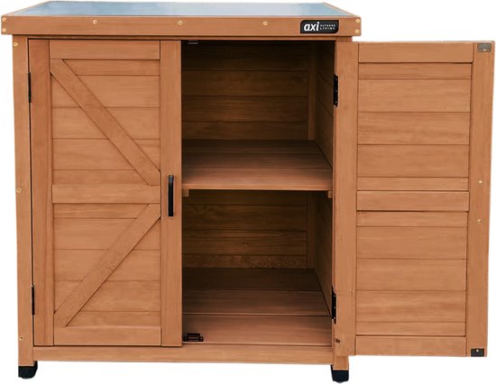AXI Felix Aufbewahrungsschrank aus Holz – Gartenschrank aus FSC-Holz – Magnetverschluss – Verstellbare Füße – 80 x 45 x 93 cm – Kaffee-Braun