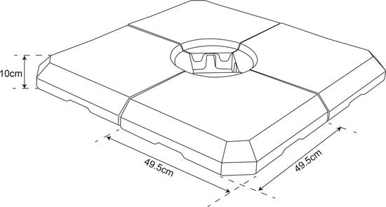 AXI Sonnenschirmständer, 4-teilig, befüllbar – Schwarz – 99 x 99 x 10 cm – Für Schwebeschirme bis 2,5 x 2,5 m oder 3 m Durchmesser – Mit Tragegriff – Kunststoff