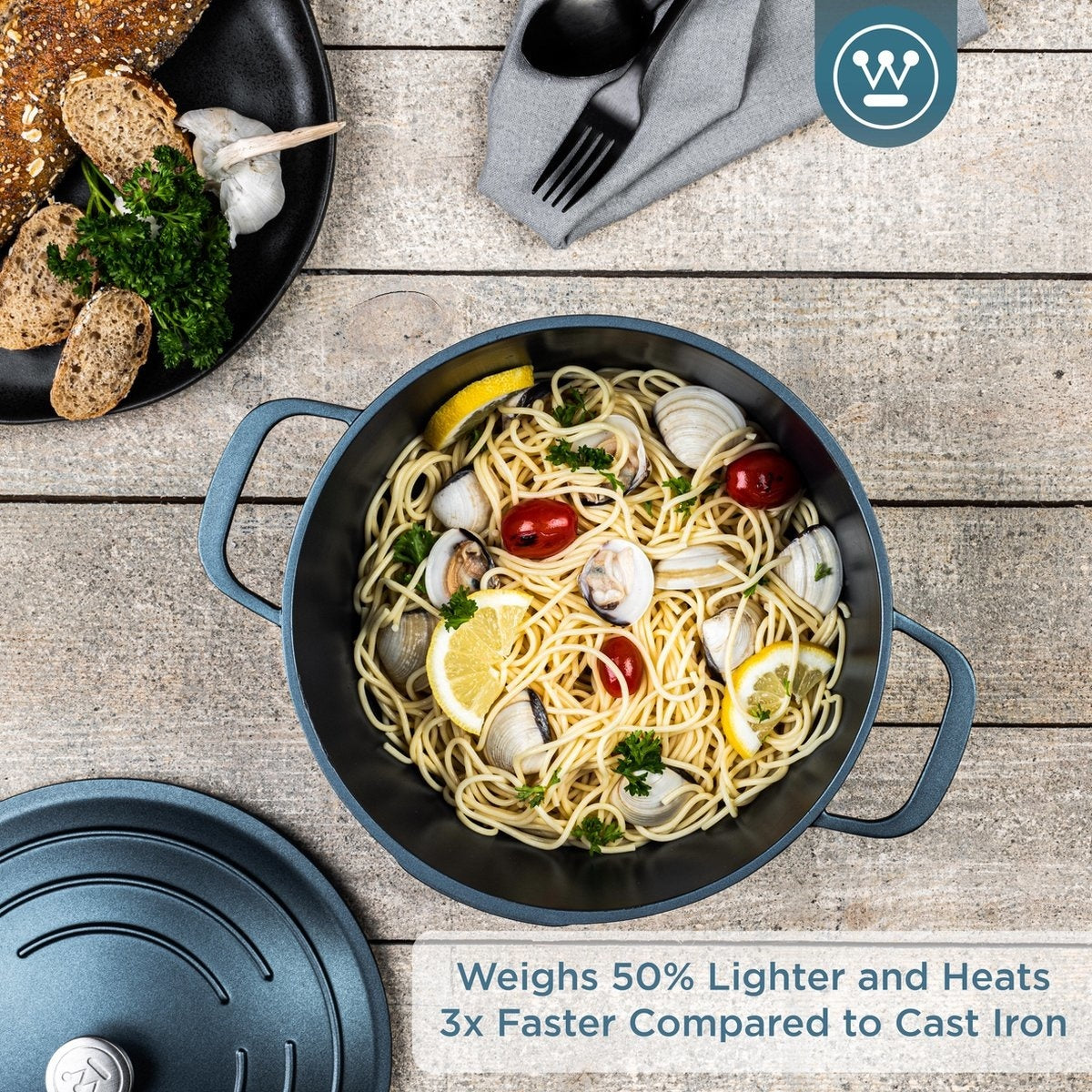 Westinghouse Performance Series Stielkasserolle - Kochtopf - Backofen geeignet - 28 cm - Blau