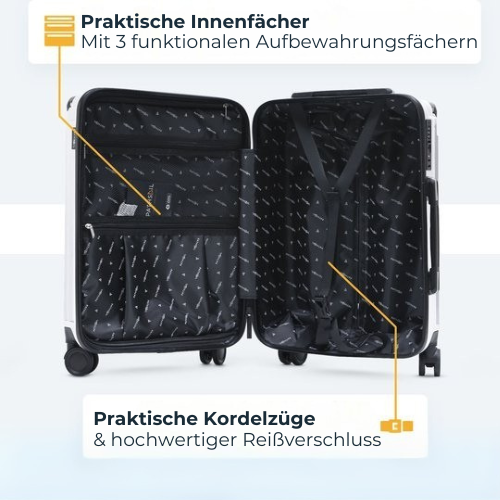 Pathsail - Handgepäck Koffer - Inkl. TSA-Schloss & Spinner-Räder - ABS - 40L x 55CM - Weiß