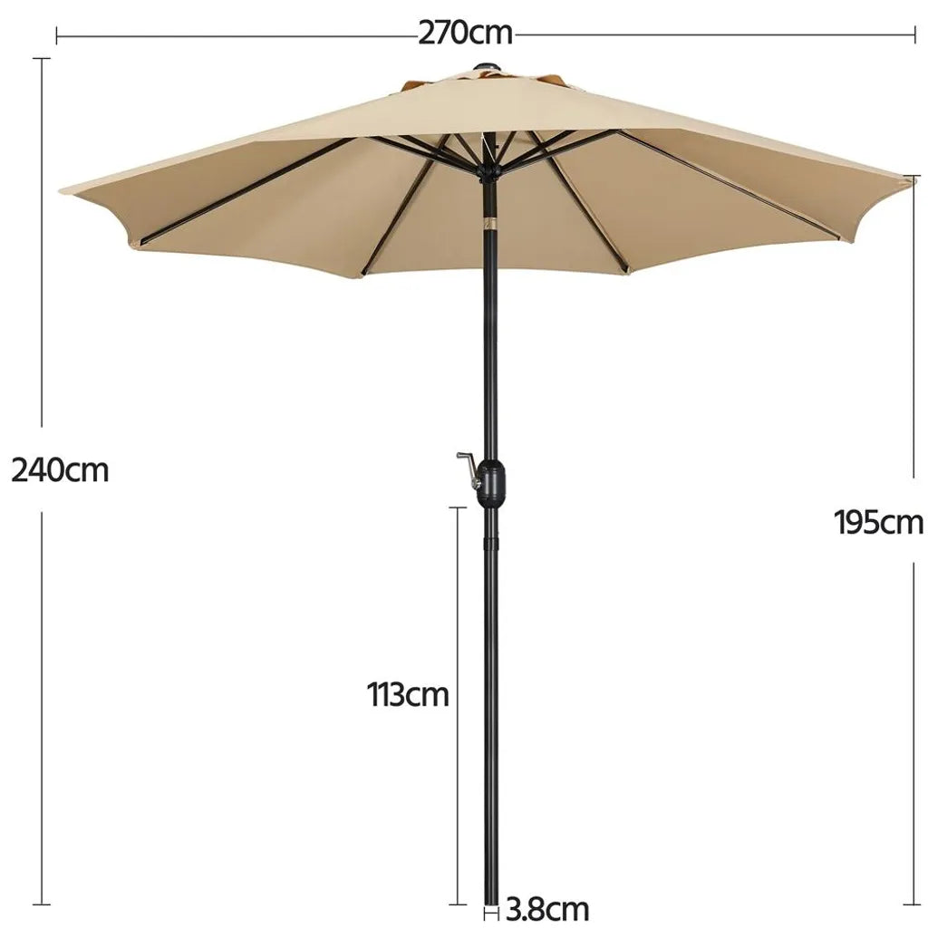 Yaheetech Gartenschirm Ø 270 cm – Hellbraun – Neigbarer Sonnenschirm mit Pendel und Belüftungsöffnung