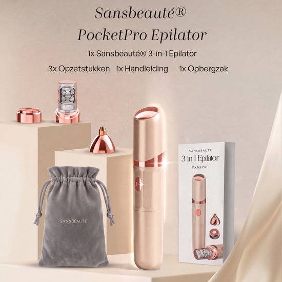 Sansbeauté 3-in-1-Epilierer für Frauen PocketPRO mit Reisetasche – Epiliergerät für Damen – Epilierer – Gesichts-Epilierer für Frauen – Gesichtsenthaarung für Damen – Epilierer für das Gesicht – Epilierer für Damen – Gesichts-Epilierer für Damen – Wiedera