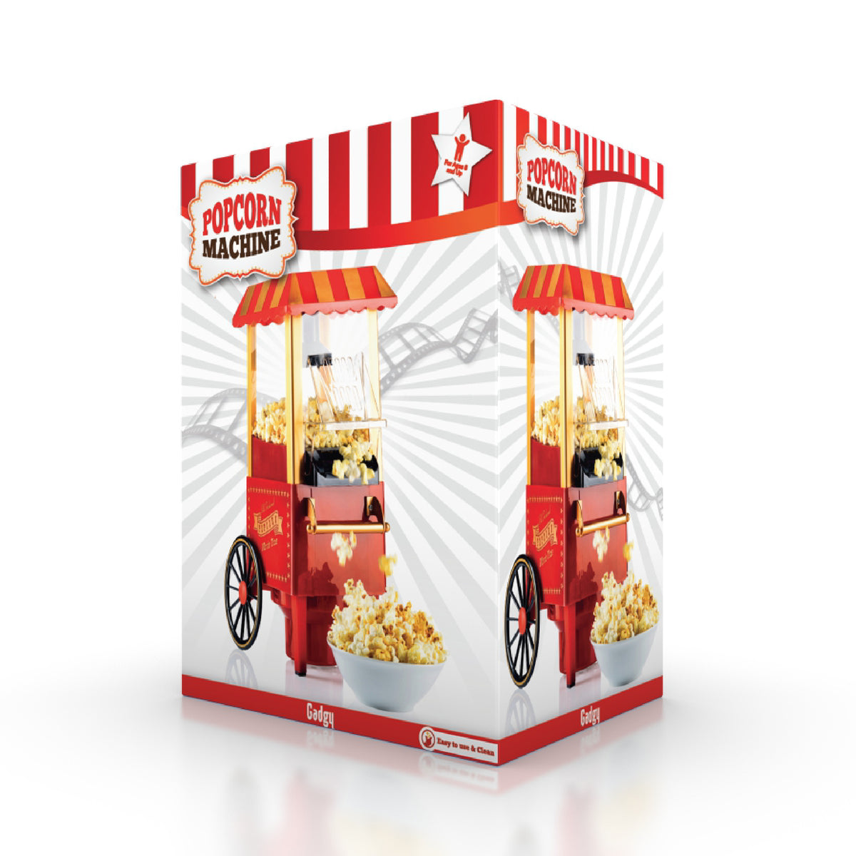 Gadgy Popcornmaschine - Klassische Popcornmaschine - Heißluft, fettfrei - 39 x 24 cm - 1200 Watt