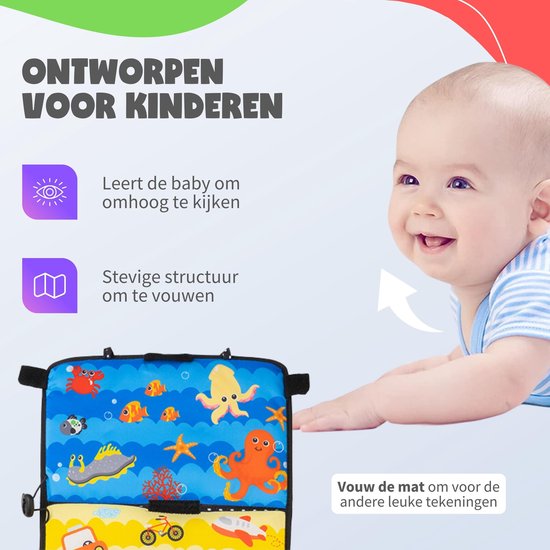 MontiPlay® Bauchtrainer Baby - Kussbuch Baby - Babyspielzeug 6 Monate - Lernspielzeug - Tummy Time - Montessori - Sensorik