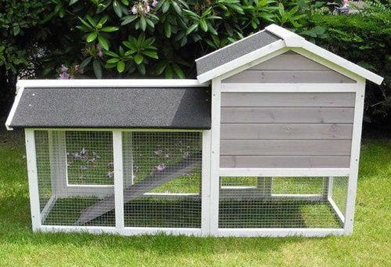 Kerbl Avoriaz Kaninchenstall – Weiß/Braun – 147 x 53 x 85 cm