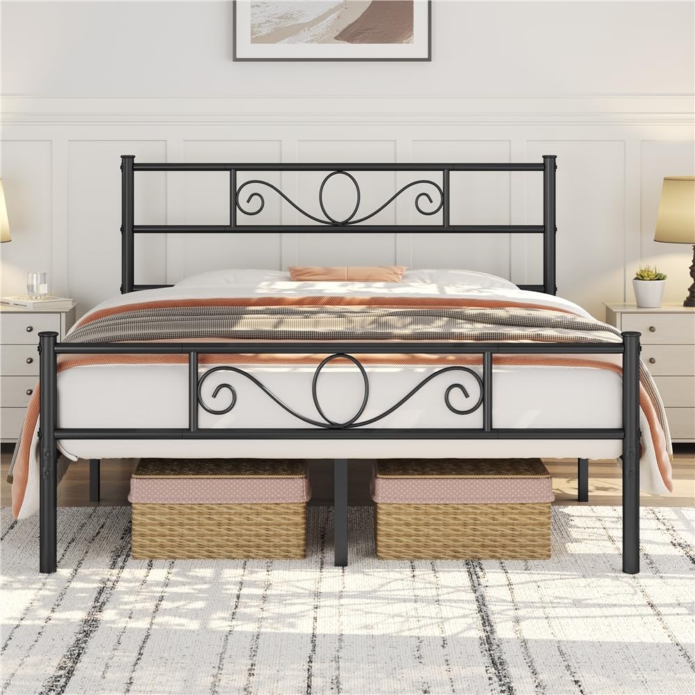 Yaheetech Metallbettgestell – Schwarz – 207 x 162 x 89 cm – Doppelbett, Matratze 160 x 200 cm