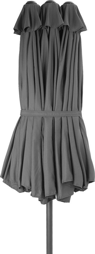 tectake - Doppelter Sonnenschirm Silia - Terrassen-Sonnenschirm - XXL-Sonnenschirm - grau - 404256