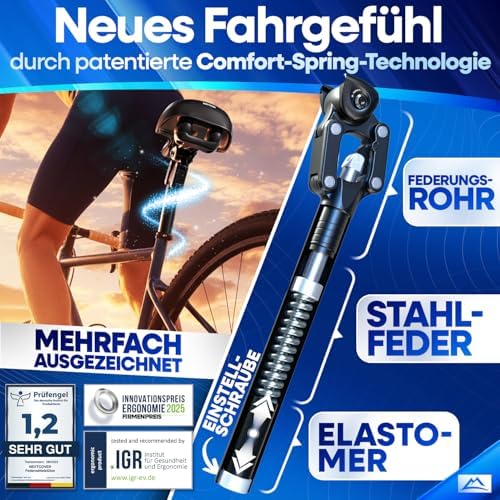 NEXTCOVER gefederte Parallelogramm-Sattelstütze – Das Original – mit Comfort-Spring-Technologie, 27,2/30,9/31,6/34,9 mm