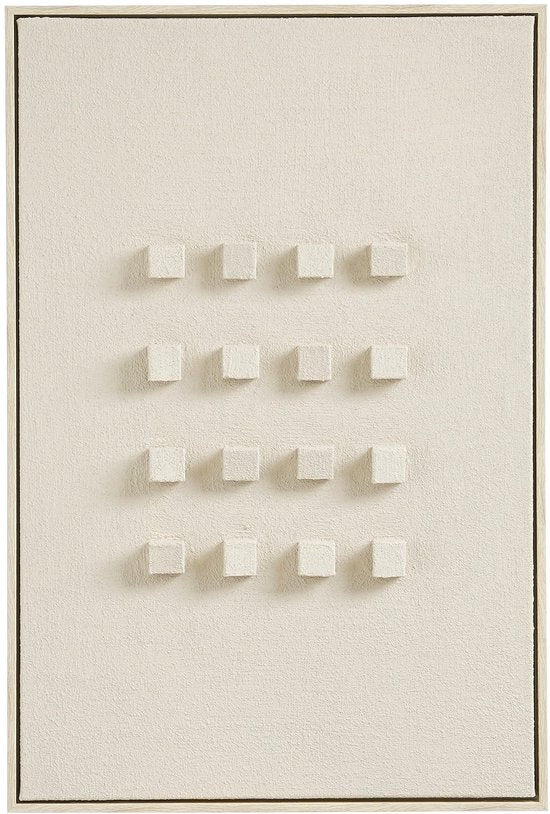 Mica Decorations Wanddekoration – Wandpaneel mit abstrakter Kunst, 60 x 40 x 3 cm – Wohnaccessoire für Wohnzimmer oder Schlafzimmer – Off-White