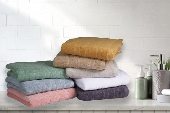 DoubleLife Handtücher XL 70 x 140 cm – 4er-Set – 100 % Baumwolle, davon 50 % recycelte Baumwolle – GRS-zertifiziert – Stone Green