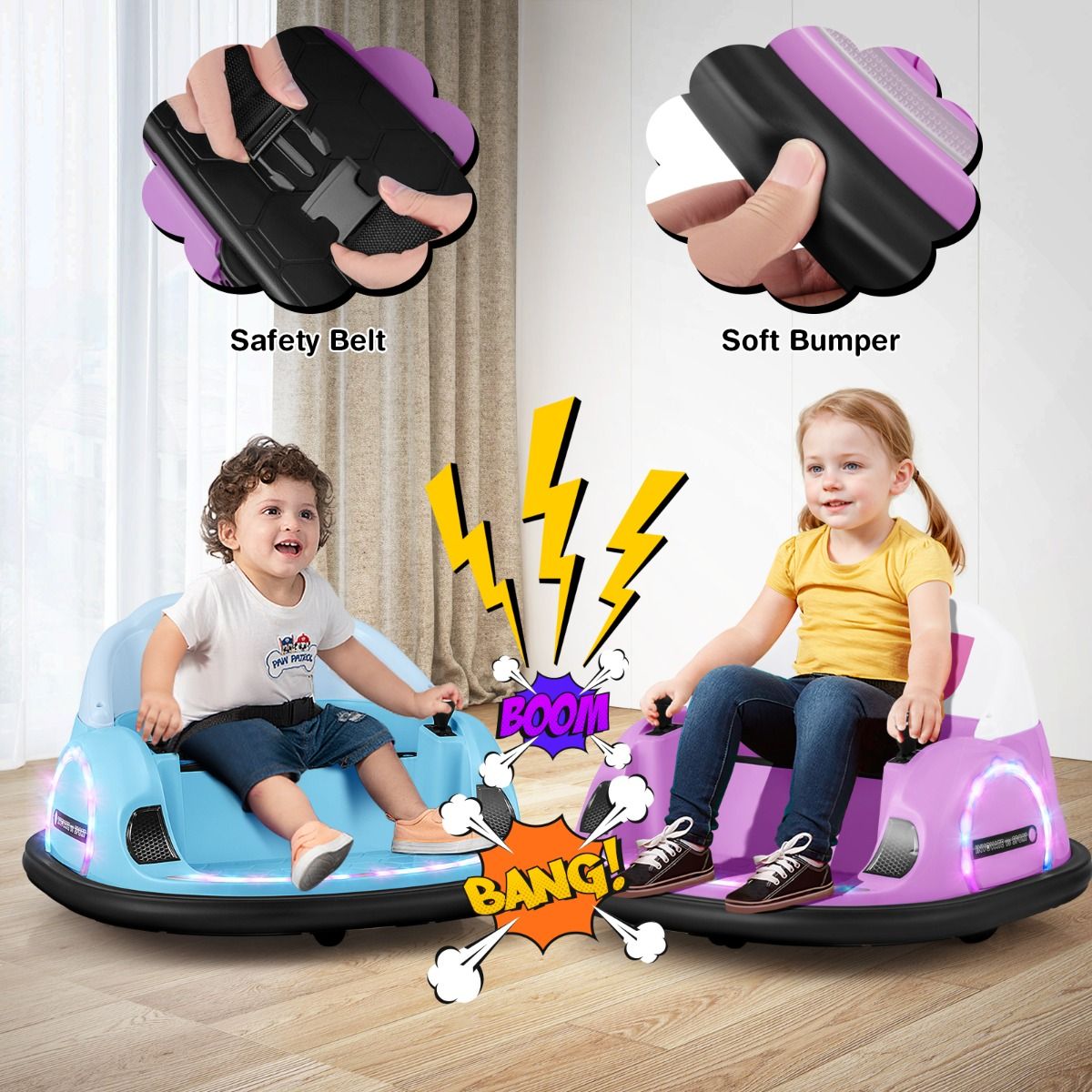 Coast Elektrisches Autoscooter-Auto für Kleinkinder – um 360° drehbar – mit Fernbedienung – rosa