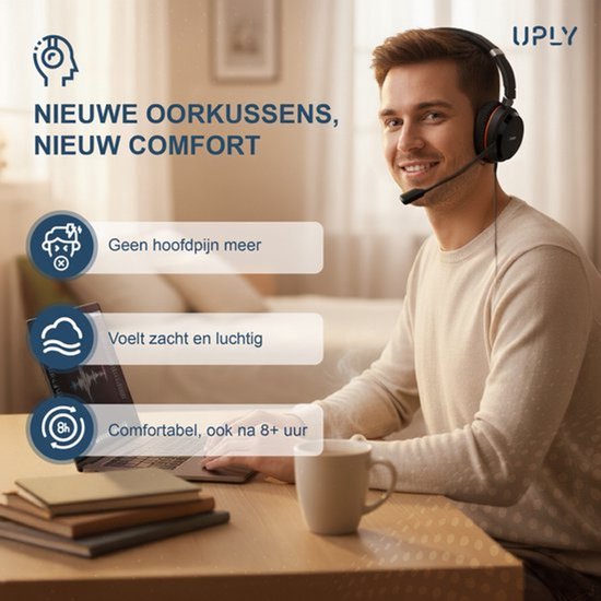 Ohrpolster-Set für Jabra-Kopfhörer – Evolve 20 Ohrpolster – Evolve 20/20se/30/30II/40/65 – Kunstleder mit Memory-Schaum