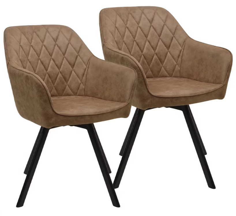 Möbel 31 Brione - Esszimmerstuhl Duopack - 360° drehbar - H 83 x B 59 cm - Mikrofaser/Stahl - Taupe