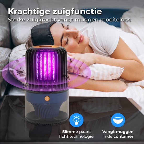 Nuvance - Mückenlampe - Kabellos & Wiederaufladbar - Mückenfalle - UV Led - Mückenlampe für Innen und Außen - Insektenlampe - Inkl. Auffangschale & Reinigungsbürste - Insektenlampen