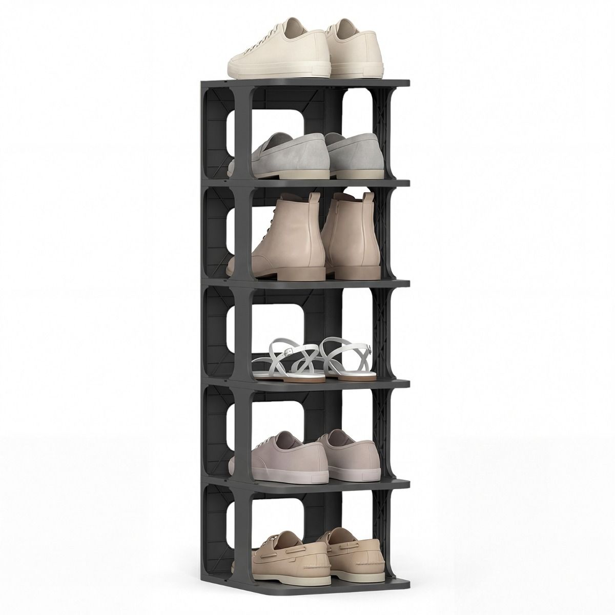 Coast stapelbares Schuhregal – 6 Ebenen – vertikal oder horizontal einsetzbar – schwarz