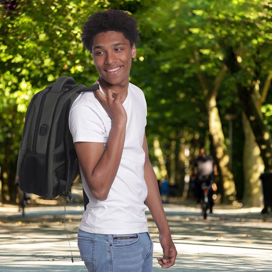 TRVLMORE Rucksack - 36L - 17 Zoll - Laptop-Rucksack - Schultasche - Männer und Frauen - Laptop-Tasche - Spritzwassergeschützt Grau Grün