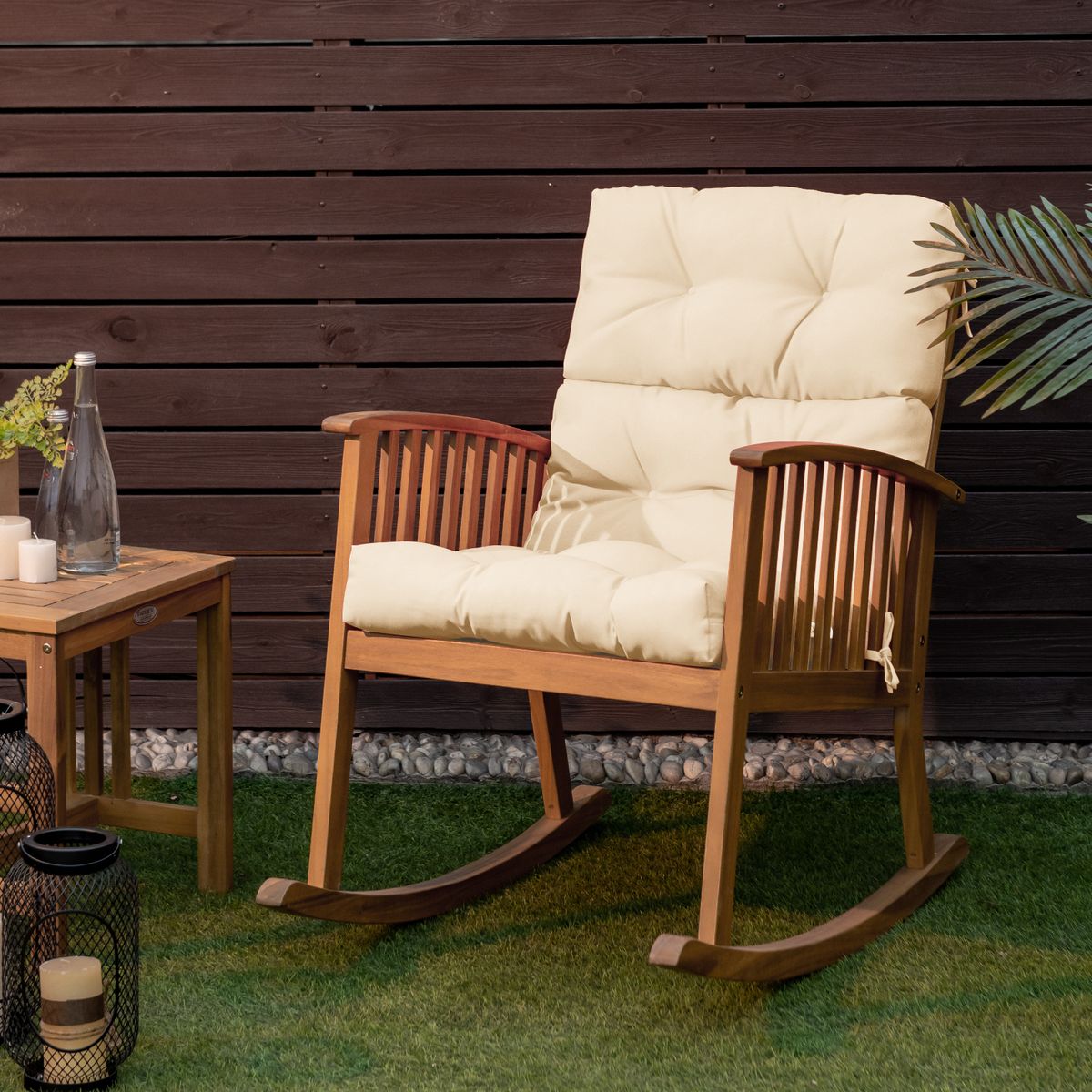 Coast Sitz- und Rückenkissen für Terrassenstuhl – 3-fach verstellbar – rutschfeste Seilriemen – Beige