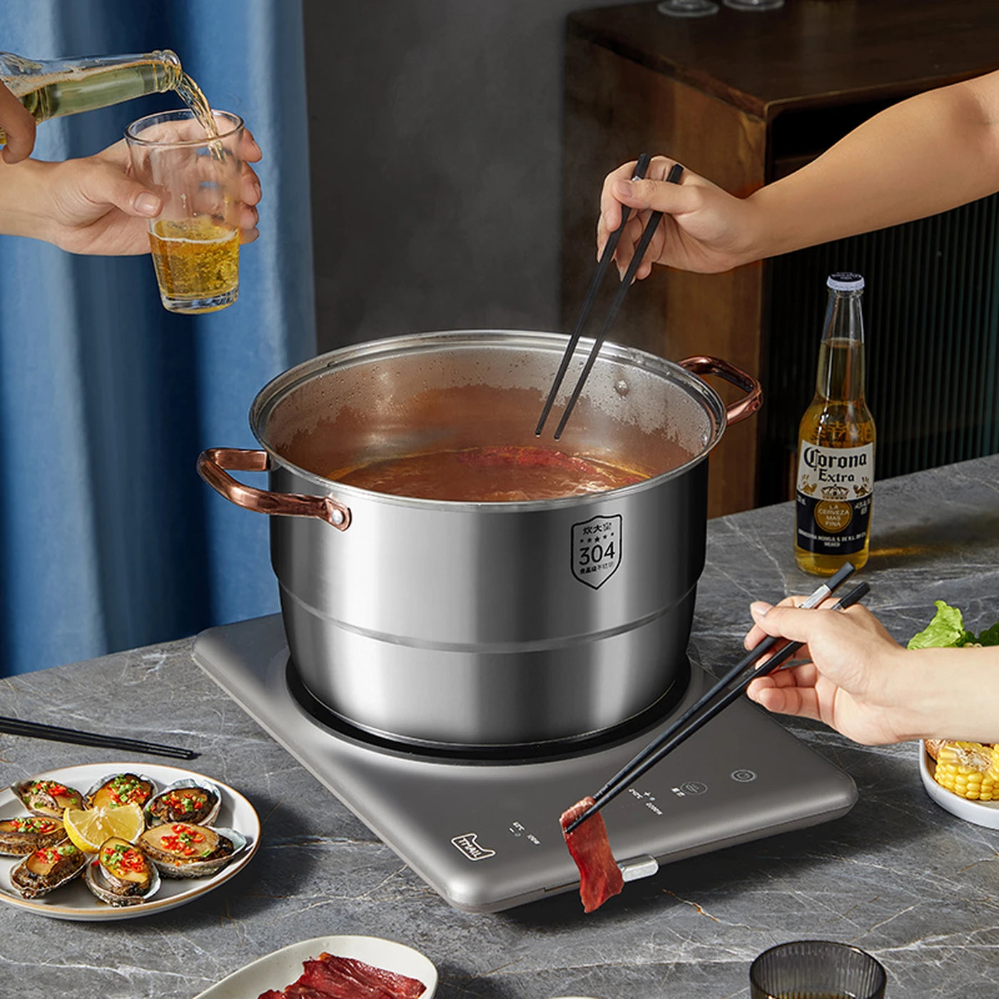 Cooker King Dampfkochtopf, 3-lagig – 26 cm – Edelstahl 304 – hitzebeständig