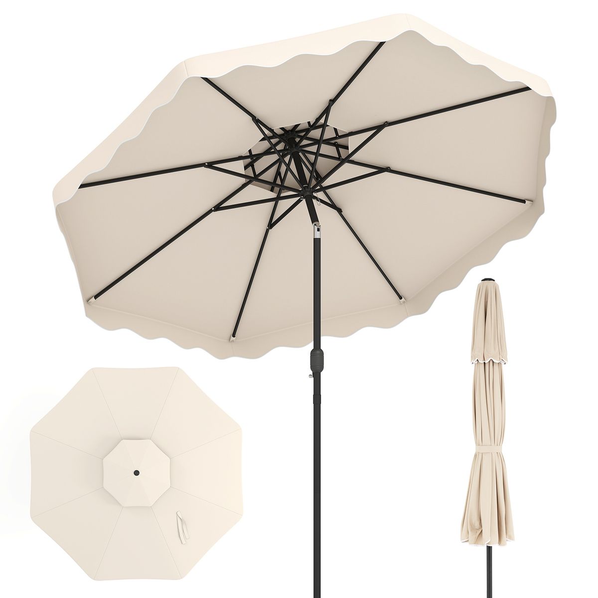 Coast Terrassenschirm – verstellbarer Neigungswinkel – stabiler Metallrahmen – beige, 300 x 300 cm