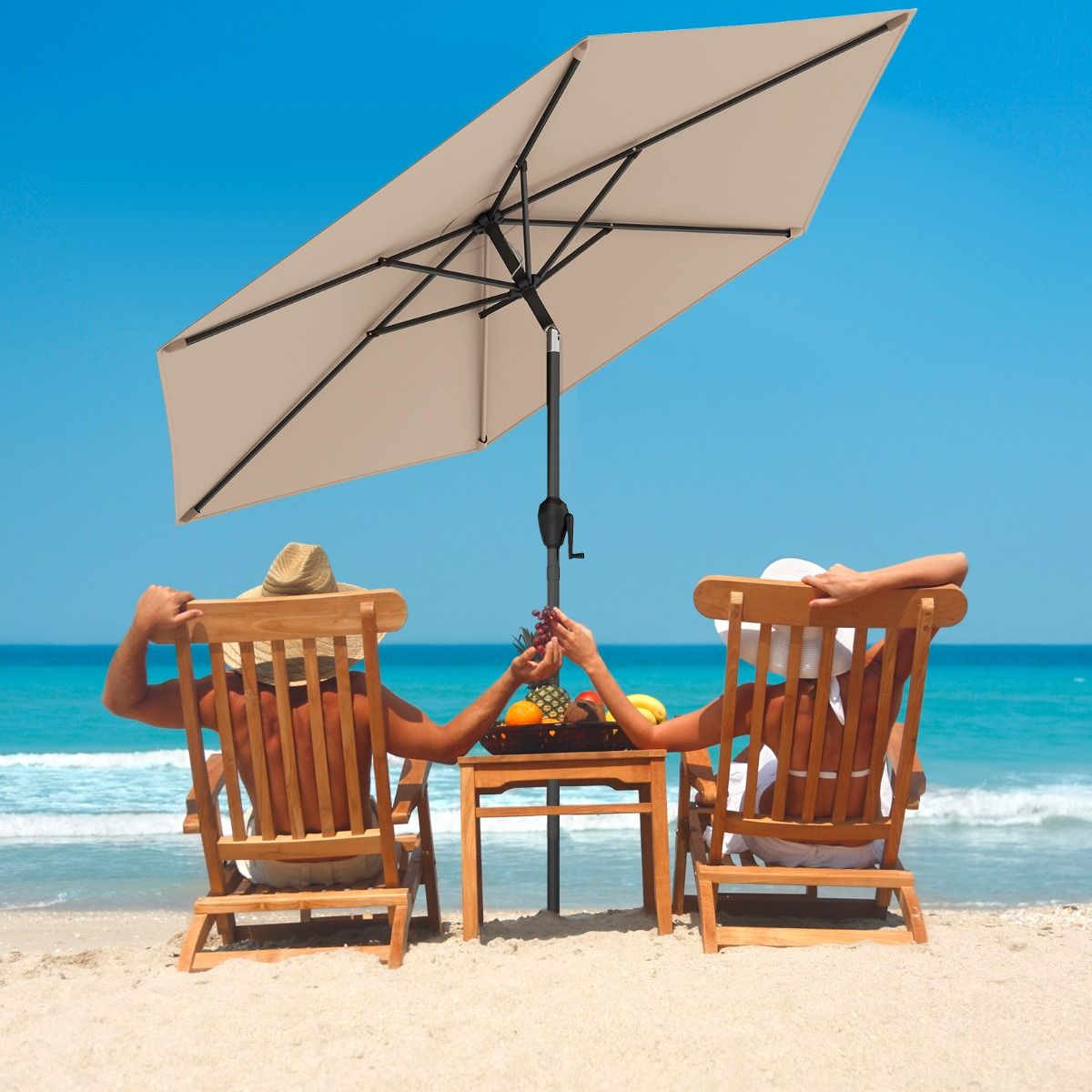 Coast Terrassenschirm – Neigungsfunktion mit Kurbel – belüftetes Schirmdach – braun 230 x 230 cm
