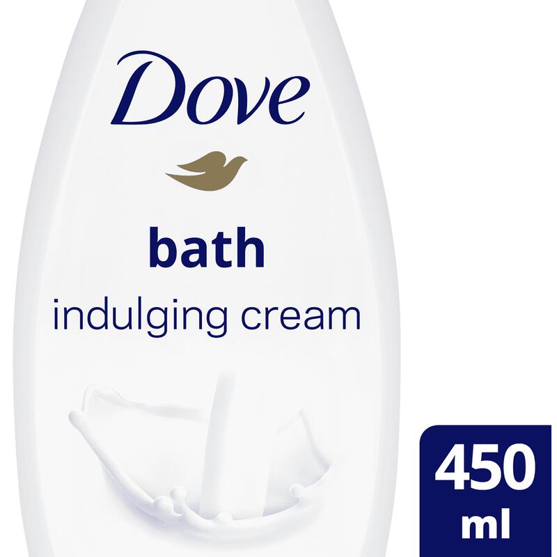 Dove Caring Bath Indulging Cream Badecreme – 450 ml – Feuchtigkeitsspendender Badeschaum mit ¼ Pflegecreme – Für eine weiche und geschmeidige Haut