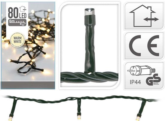 ChristmasXL Weihnachtsbaumbeleuchtung - 80 LED-Lichter - 6 m - für Bäume bis zu 100 cm - Warmweißes Licht