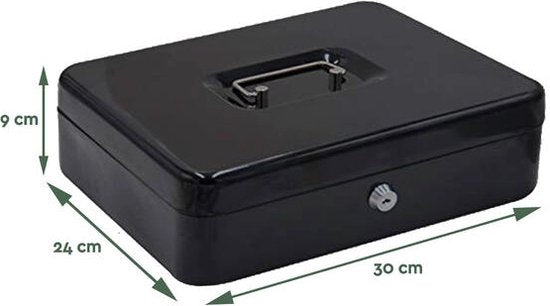BRASQ Spardose - Geldschrank mit Schlüssel - Geldschrank mit 5 Fächern Münzsortierer - Stahl - 30x24x9 cm Schwarz