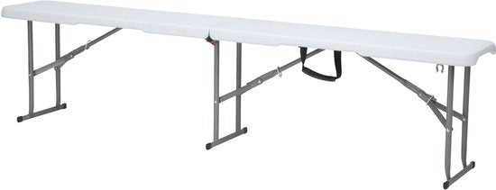AXI Elba Klappbare Bierbank – Weiß – 183 cm – Zusammenklappbar – Mit Griffen – Perfekt zum Mitnehmen – Stahlrahmen & HDPE-Kunststoff – Bis zu 320 kg – Tragbar & platzsparend