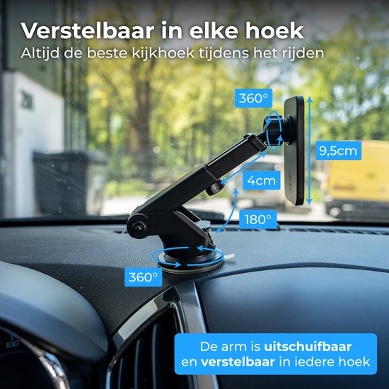 Nuvance Handyhalter für das Auto – Handyhalter mit Saugnapf – Kompatibel mit MagSafe – Inkl. USB-C-Kabel – Kabelloses Ladegerät – Handyhalter für das Auto