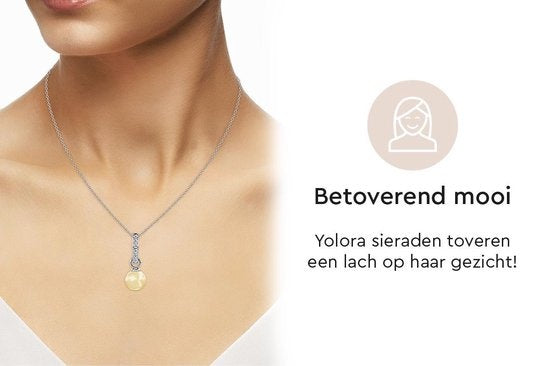 Yolora Damen-Halskette mit Anhänger - Kalpa Camaka Perle und Kristalle - Silber - 18K Weißgold vergoldet - Damen-Halskette Silber - Schmuck - Luxuriöse Geschenkbox - Geschenkbox - Exklusive Geschenkbox - Schöne Geschenkverpackung