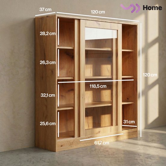 VDD Home – Vitrine mit Glas – Sideboard – 120 x 120 x 37 – Holz