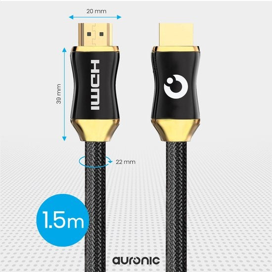Auronic HDMI 2.0 Kabel - 1.5M - 18Gbps - Hohe Geschwindigkeit und Auflösung - 4K (60 Hz) - Schwarz