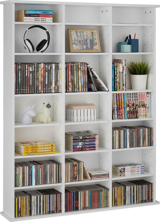 tectake - CD Schrank Bücherregal Stevie 105,5x19x136,5cm - weiß - 403618