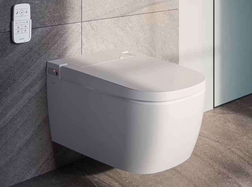 VitrA V-Care Basic WC-Set 37x56 cm Weiß - Schlanke Luxus-Wandtoilette mit Bidetfunktion