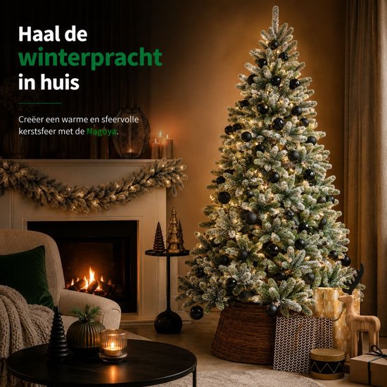 Black Box Trees Nagoya Weihnachtsbaum „Frosted“ mit Scharnierkonstruktion – Kunstbaum mit voller Ausstrahlung und 738 Zweigen – Weihnachtsdekoration für den Innenbereich – H 150 x Ø 91 cm – Grün