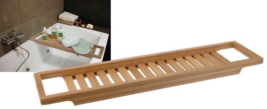 Excellent Houseware Badregal aus Bambusholz – 64 x 15 cm – für Utensilien – Badregal – braun