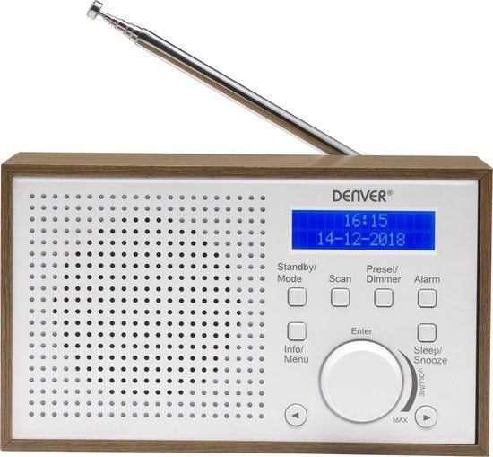 Denver - DAB46 - DAB Radio - mit UKW & DAB+ - LCD-Bildschirm - Weiß
