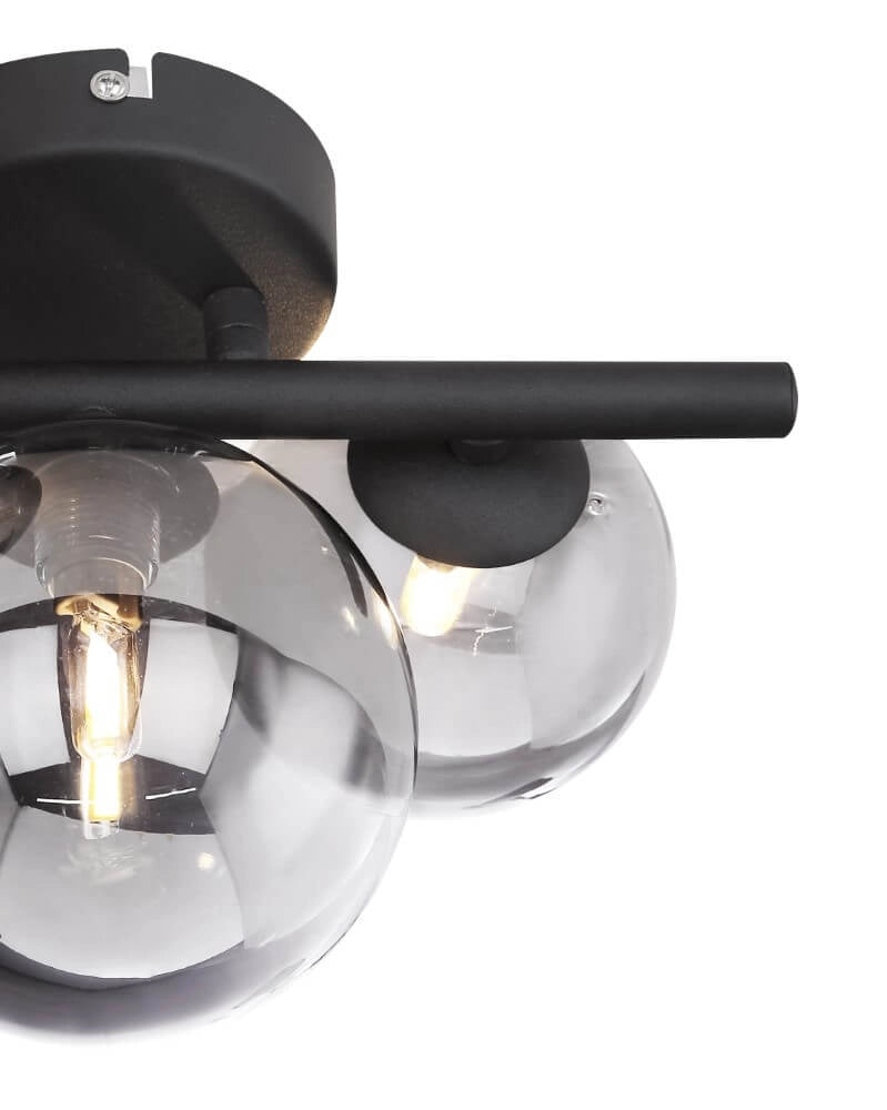 Globo Deckenleuchte Riha – Schwarz mit Rauchglas – 20,8 x 28,3 cm