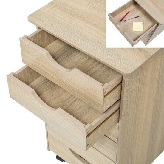 tectake - Kommode / Schubladenblock mit Rollen - Helles Holz, Eiche Sonoma - 401788