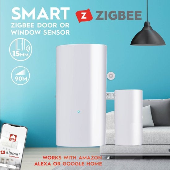 alpina Smart Home Bewegungsmelder - Fenster- und Türsensor - Bewegungsmelder - 90 Meter Reichweite - Weiß