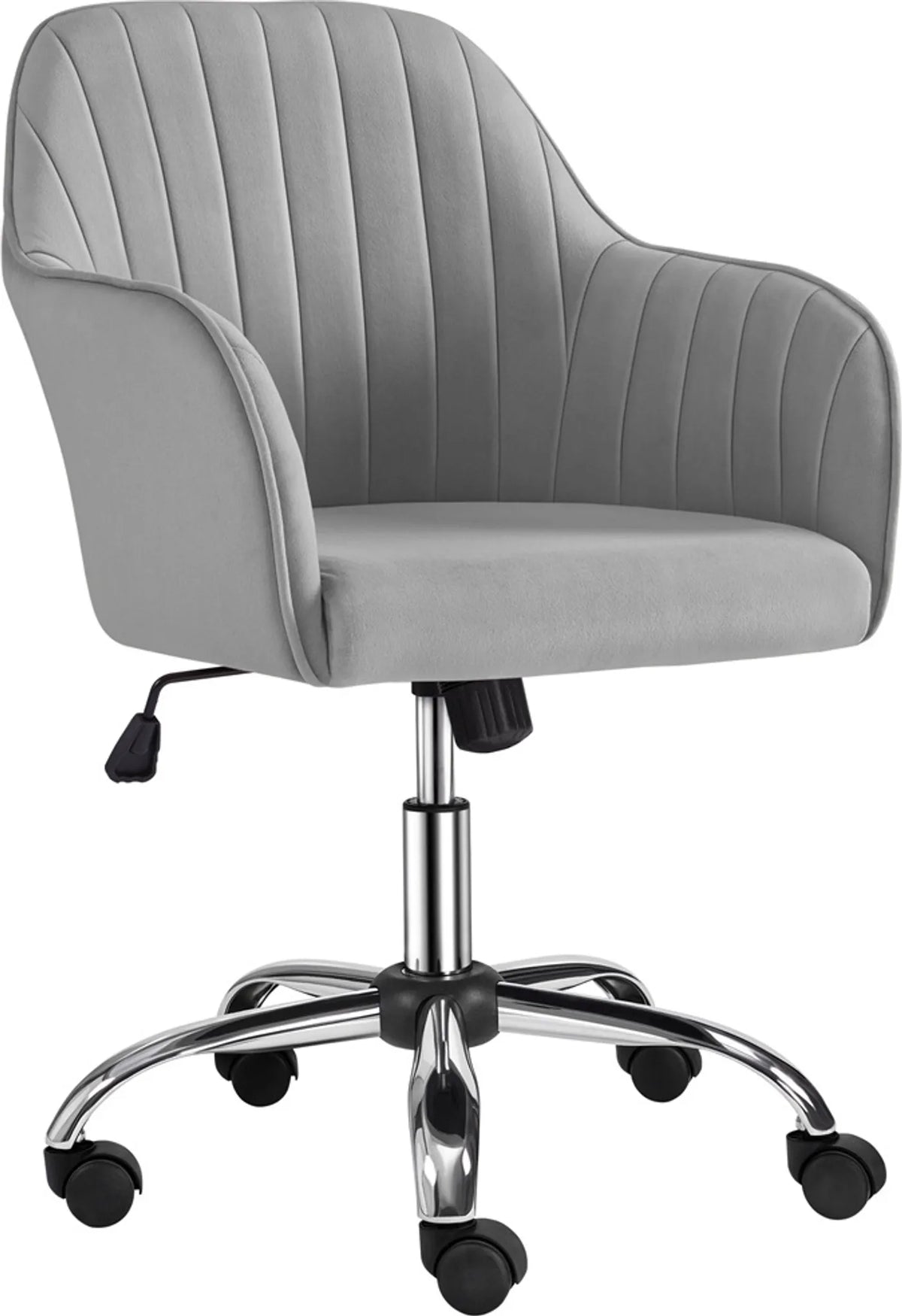 Yaheetech Bürostuhl Ergonomisch - Verfügt über luxuriöse Samtpolsterung und höhenverstellbaren Gaslift und 360° drehbare Nylon-Räder - Für Büro und Studie - Hellgrau Metall - 60 x 61 x 83-92,5 cm