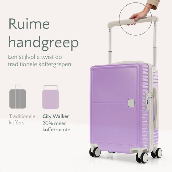 Skycases City Walker - Großer Reisekoffer 94L - Leicht & Robust - 360° Spinner-Räder - Original TSA-Schloss - Inklusive Schutzhülle & Nassbeutel - 76 x 52 x 29 cm - Lila