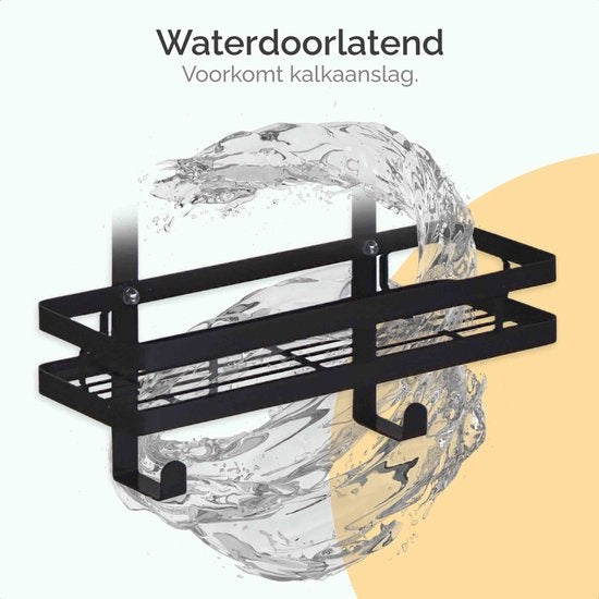 Goliving - Shower Rack - ohne Bohren - Hängende Duschablage - 74 x 35 cm - Edelstahl - Schwarz