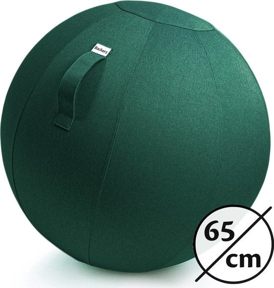Bckz Sitzball Leinen 65 CM - Sitzball mit Bezug - Balance-Hocker - Luxus-Yoga-Ball - Ergonomischer Bürostuhl-Ball - Dunkelgrün