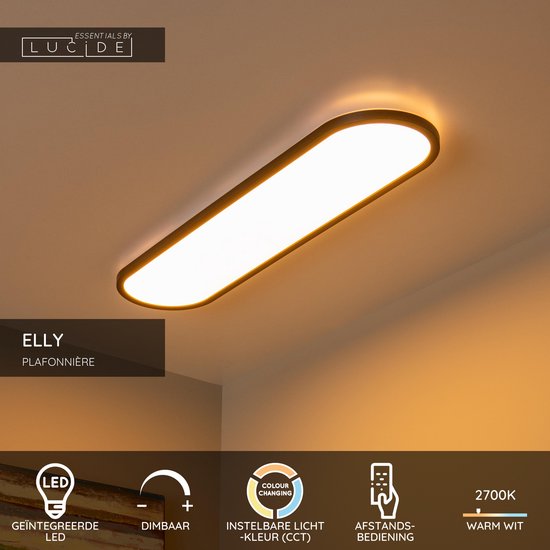 Lucide ELLY – Deckenleuchte – LED, dimmbar – CCT – 1×36 W, 2700 K/4000 K – Opal – Essential