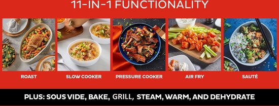 Instant Pot Duo Crisp 11-in-1 Multikocher mit Airfryer 7.6L - Schnelles Druckgaren, Sautieren, langsames Garen, Dämpfen, Warmhalten, Sous vide, Braten, Backen, Rösten, Trocknen