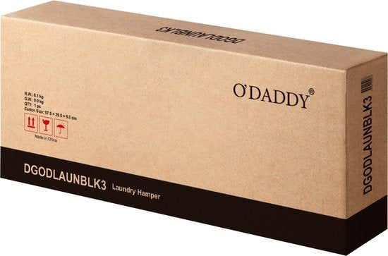 O'DADDYÂ¬Ã† Wäschekorb 3 Fächer - Wäschesortierer - ausziehbar mit Regal - 92,5 x 33 x 71 cm - Wäschekorb - 114L unterteilt in 3 Fächer - Wäschekörbe - Wäschekorb schwarz Metall - dunkelgrau