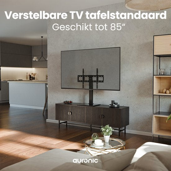 Auronic TV Stand - TV-Fuß - drehbar - verstellbar - geeignet für gebogene Bildschirme - bis zu 85 Zoll - schwarz