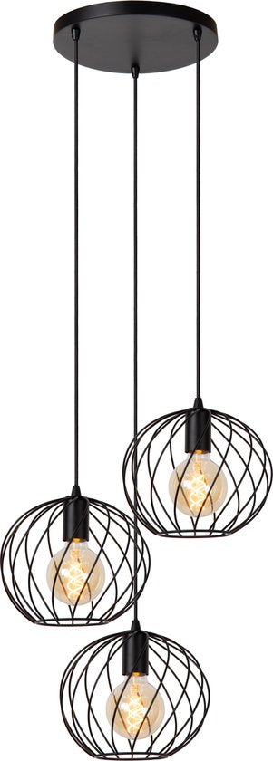 Lucide DANZA – Hängeleuchte – Ø 50 cm – 3xE27 – Schwarz